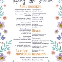 Menu imprimé sur mesure